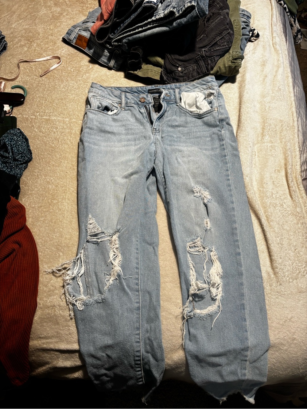 Sincerely Jules Light Blue Distressed Cropped Jeans